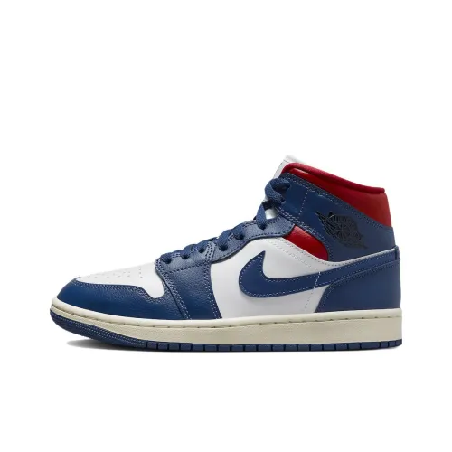Jordan Air Jordan 1 MID 'French Blue' MID Топ Винтажные Баскетбольные Кроссовки Женские Синий Белый
