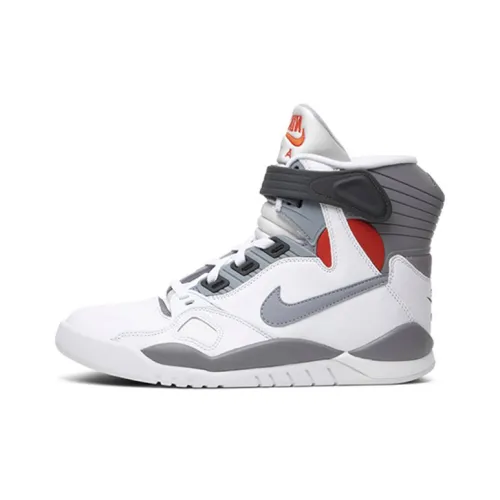 Nike Air PRESSURE Ретро Белый Цемент GREY 2016 Устойчивый к истиранию Высокий Топ Винтажные Баскетбольные Кроссовки Мужские Белый Серый