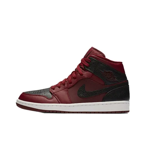 Jordan Air Jordan 1 MID Нескользящий Легкий MID Топ Винтажные баскетбольные кроссовки Мужской Черный Красный