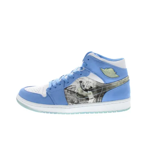 Jordan Air Jordan 1 Ретро ALPHA Нескользящий Легкий MID Топ Винтажные баскетбольные кроссовки Мужской Синий