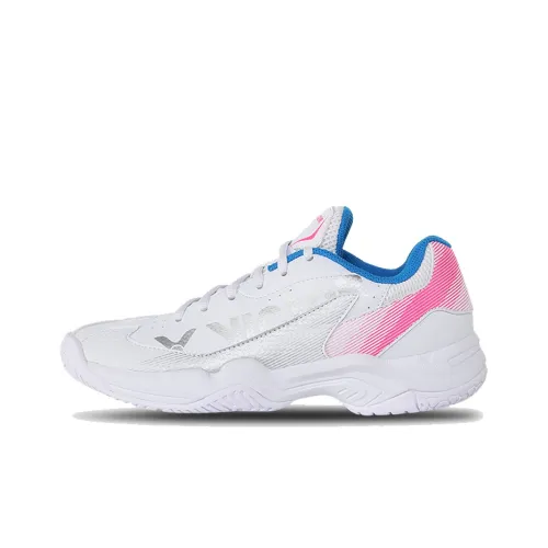 Victor Shock Absorbers Slip-Resistant Abrasion-Resistant Breathable Low-Top Badminton Shoes Women's Pearl White Виктор Шок Абсорберы Противоскользящие Устойчивые к Износу Дышащие Низкие Кеды для Бадминтона Женские Жемчужно-Белые