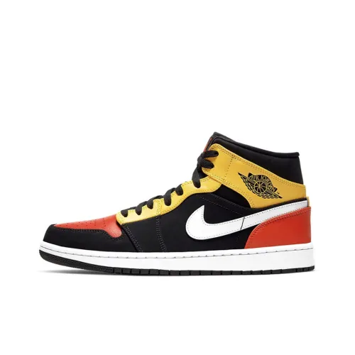 Jordan Air Jordan 1 MID Топ Винтажные баскетбольные кроссовки Мужской Черный Желтый