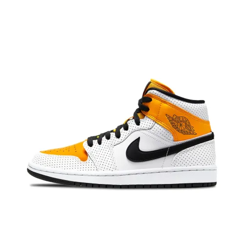 Jordan Air Jordan 1 MID 'Лазерный оранжевый' MID Топ Винтажные баскетбольные кроссовки Женские Cold Белый Закатный оранжевый