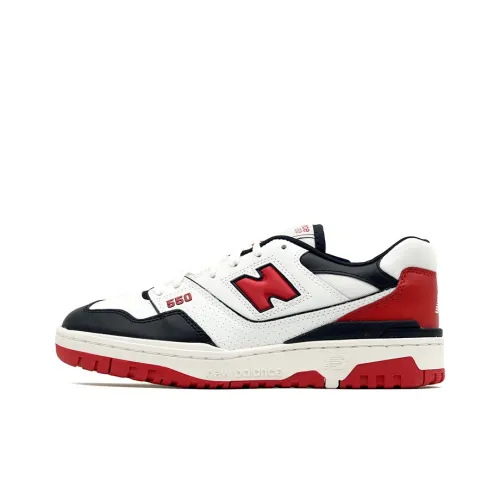 New Balance NB 550 Low Топ Винтажные Баскетбольные Кроссовки Мужские Белый Красный Черный