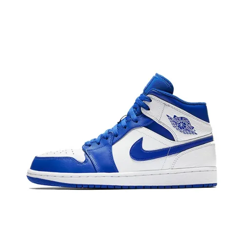 Jordan Air Jordan 1 MID Hyper Royal MID Топ Винтажные баскетбольные кроссовки Мужской Белый Синий