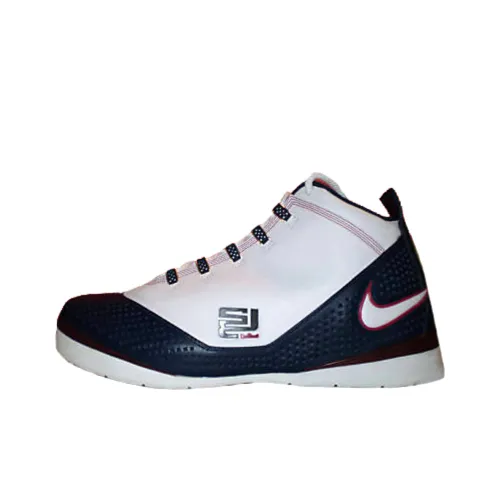 Nike Zoom Soldier 2 Skills ACADEMY Slip-Resistant Coating High Top Винтажные баскетбольные кроссовки Мужские Белый Синий