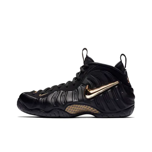 Nike Foamposite Pro Устойчивый к истиранию Дышащий MID Топ Винтажные баскетбольные кроссовки Мужской Жидкое золото