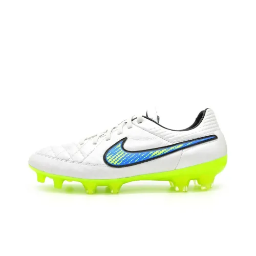 nike Tiempo Legend 5 FG Твердый грунт противоскользящий износостойкий ударопрочный футбольные бутсы мужской белый зеленый