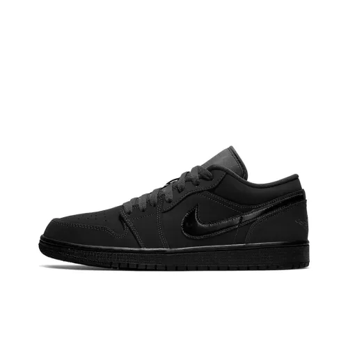 Jordan Air Jordan 1 Low Triple Black Shock Absorbers Slip-Resistant Low-Top Vintage Basketball Shoes Men's Pure Black