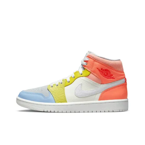 Jordan Air Jordan 1 MID 'to MY First COACH' MID Топ Винтажные баскетбольные кроссовки Женские Красно-белый Желтый