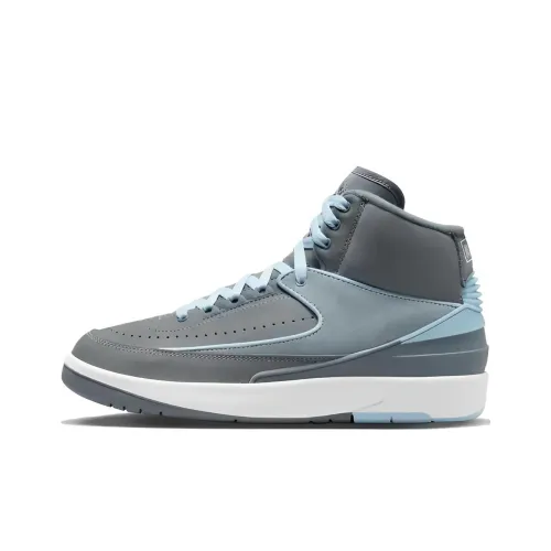 Jordan Air Джордан 2 Cool GREY Устойчивый к истиранию MID Топ Винтажные баскетбольные кроссовки Женские Серебряный Серый