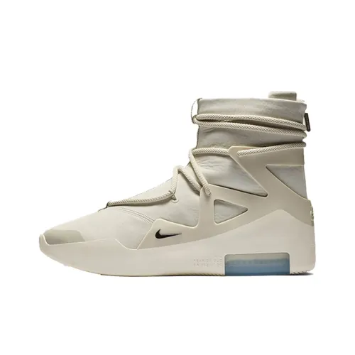 Fear Of God x Nike Air Fear Of God 1 Fog High Топ Винтажные баскетбольные кроссовки Унисекс Белый Серый