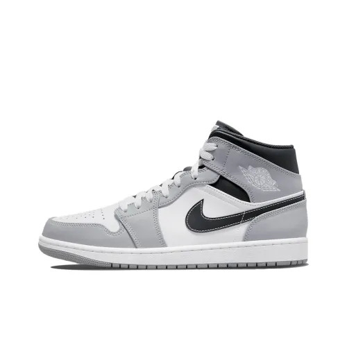 Jordan Air Jordan 1 MID 'Свет Дым GREY' MID Топ Винтажные баскетбольные кроссовки Мужской Серый белый черный