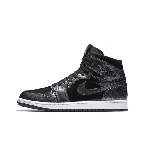 Jordan Air Jordan 1 Retro 'Черный Patent' Slip-on Легкий Высокий Топ Винтажные Баскетбольные Кроссовки Унисекс Черный