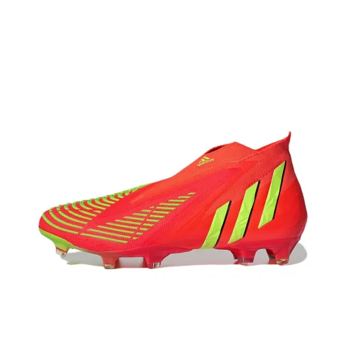 Adidas Predator Edge+ FG Твердое покрытие Естественная трава Противоскользящие Устойчивые к истиранию Футбольные бутсы Мужские Неоново-красный