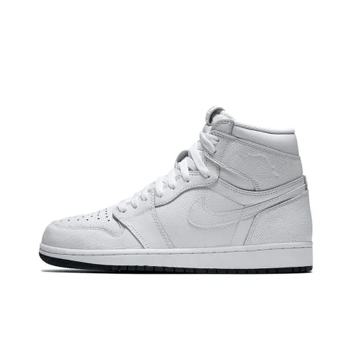 Jordan Air Jordan 1 Retro 'White Perforated' Anti-Slip Lightweight High Top Vintage Basketball Shoes Men's Pure White