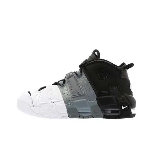 Nike Air More Uptempo Tri Color Нескользящий Легкий MID Топ Винтажные Баскетбольные Кроссовки Женские Черный Белый Серый