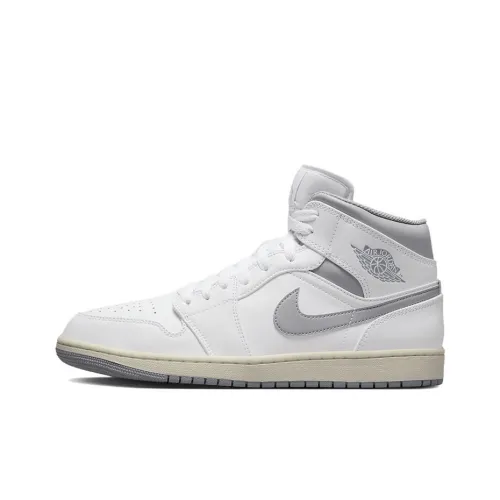 Jordan Air Jordan 1 MID 'Винтаж GREY' MID Топ Винтажные баскетбольные кроссовки Мужской Бело-серый