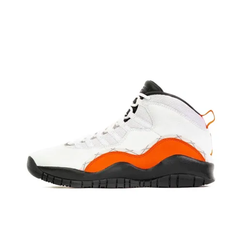 Solefly x Jordan Air Jordan 10 High Топ Винтажные Баскетбольные Кроссовки Унисекс Белый Черный Оранжевый