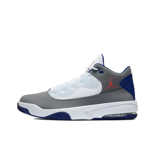 Jordan Max Aura 2 Амортизаторы Slip-resistant MID Топ Винтажные баскетбольные кроссовки Мужской Серый Синий