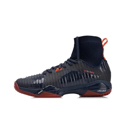 LINING Frontier Shadow Pro Аbrasion Resistant Shock Absorbers Высокие Кроссовки для Бадминтона Унисекс Внешняя Космический Синий