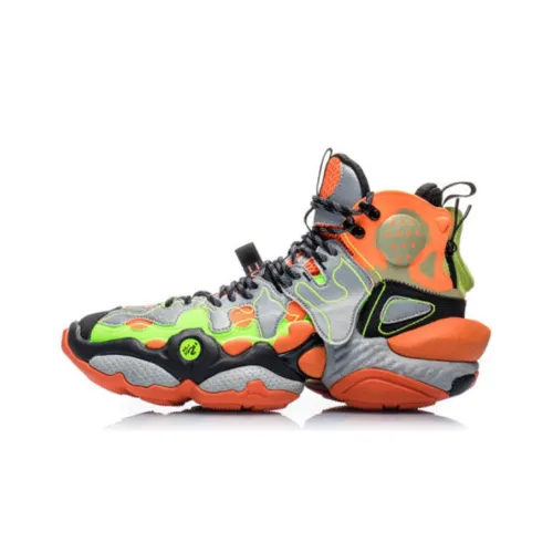 LINING Нелинейный Легкий Высокий Топ Винтажные Баскетбольные Кроссовки Мужские Флуоресцентная Глазурь Orange Box Включено