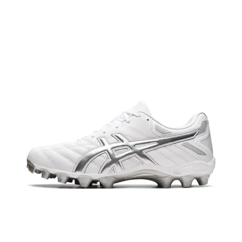 Asics Гель Lethal AG Искусственная трава Устойчивая к истиранию Дышащие Футбольные бутсы Белый Серебряный