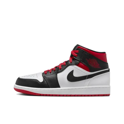 Jordan Air Jordan 1 MID 'Fitness Red' MID Топ Винтажные баскетбольные кроссовки Мужской Черный Белый Красный
