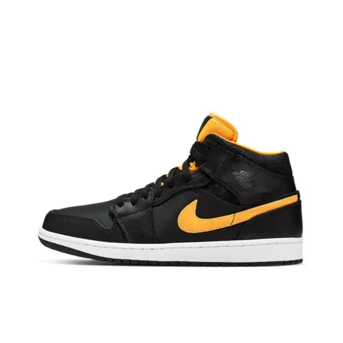 Jordan Air Jordan 1 MID SE Non Slip Легкий MID Топ Винтажные баскетбольные кроссовки Унисекс Черный Золотой