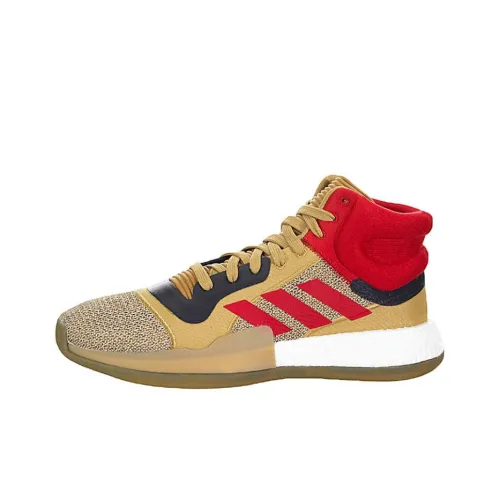 Adidas Marquee Boost Амортизация MID Топ Винтажные баскетбольные кроссовки Мужской Золото-черный Красный