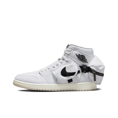 Jordan Air Jordan 1 Utility SP Износостойкие Высокие Баскетбольные Кроссовки Мужские Белые Черные