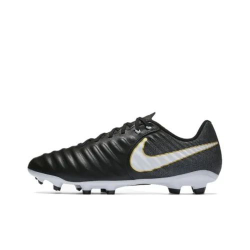 Nike Tiempo Ligera 6 FG Твердый грунт Природная трава Амортизаторы Slip-resistant Футбольные бутсы Мужской Черный Белый Золото