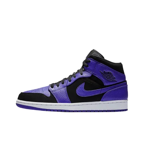 Jordan Air Jordan 1 MID Черный Темный Concord MID Топ Винтажные баскетбольные кроссовки Мужской Черно-фиолетовый