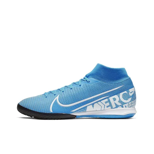 nike Mercurial Superfly 7 IC IN Для помещений Амортизаторы Противоскользящие Устойчивые к истиранию Футбольные бутсы Унисекс Синий Белый