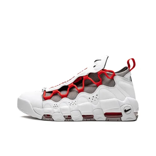 Nike Air More Money Shock Absorbers Slip-Resistant MID Топ Винтажные Баскетбольные Кроссовки Мужские Белый Красный
