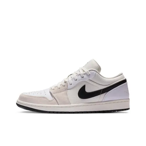 Jordan Air Jordan 1 Low Амортизаторы Slip-resistant Низкий Топ Винтажные баскетбольные кроссовки Мужские Белый Черный