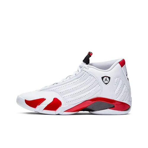 Jordan Air Jordan 14 Конфетный цвет Трость Non Нижняя юбка Легкий MID Топ Винтажные баскетбольные кроссовки Мужской Белый и красный
