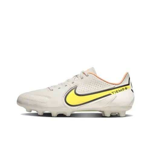 Nike Tiempo Legend 9 HG Твердый Ground Твердый грунт Искусственный шип Естественная трава Футбольные бутсы Мужские Белый Желтый