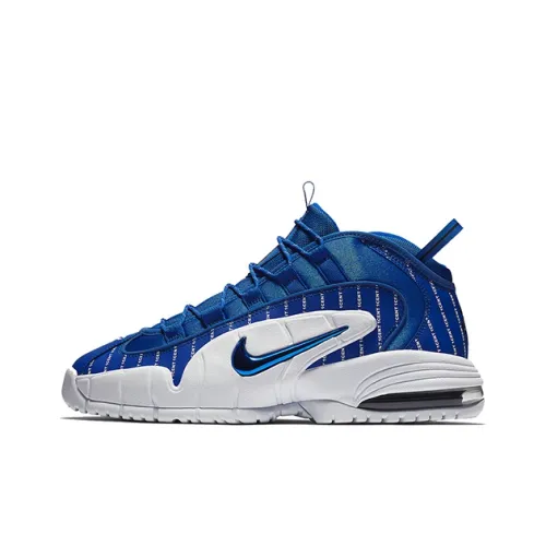Nike Air Max Penny 1 'Полоска' MID Топ Винтажные баскетбольные кроссовки Унисекс Синий Белый
