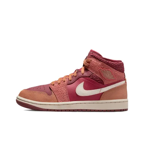 Jordan Air Jordan 1 MID Africa MID Топ Винтажные баскетбольные кроссовки Женские Розово-красный