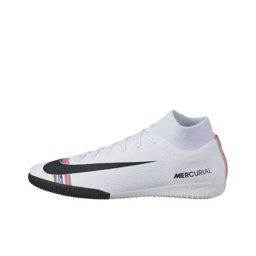 Nike Mercurial Superfly 6 IC IN Для помещений Амортизаторы Противоскользящие Устойчивые к истиранию Футбольные бутсы Мужские Белый Черный