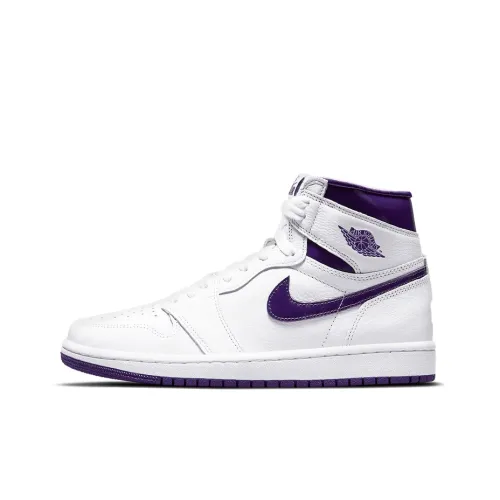 Jordan Air Jordan 1 High OG 'Court Purple' High Top Vintage Баскетбольные Кроссовки Женские Белые Фиолетовые