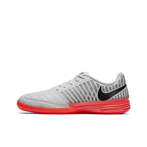 Nike Lunar Gato IC IN Для помещений Амортизаторы Slip-resistant Abrasion-resistant Футбольные бутсы Мужские Серый Красный