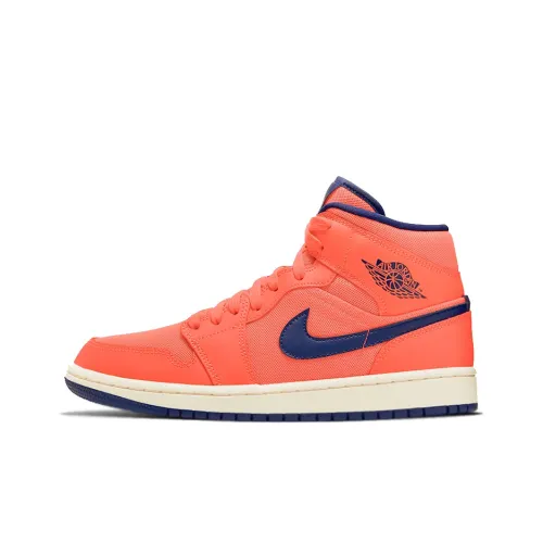 Jordan Air Jordan 1 MIDニックス Non Slip Легкий MID Топ Винтажные баскетбольные кроссовки Женские Апельсин