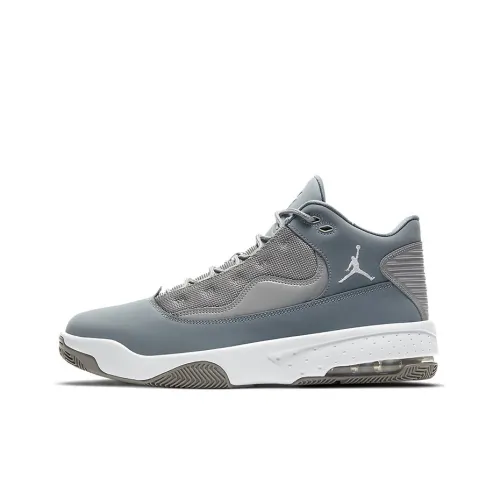 Jordan Max Aura 2 Амортизаторы Шок Резистентность к Сцеплению Резистентность к Износу MID Топ Винтажные баскетбольные кроссовки Мужской Серый Белый