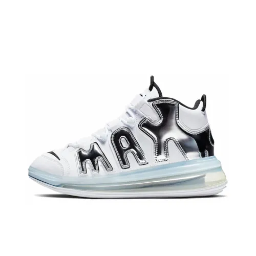 Nike Air More Uptempo 720 QS Амортизация Поддержка MID Топ Винтажные баскетбольные кроссовки Мужской Жидкое серебро