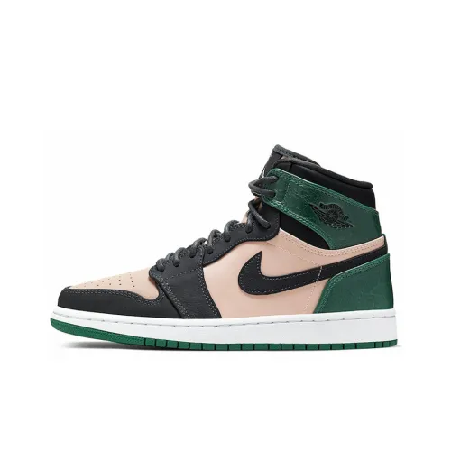 Jordan Air Jordan 1 Ретро Премиум Высокие Топы Винтажные Баскетбольные Кроссовки Женские Жадеит Green Light Розовый Пэчворк