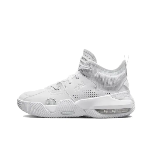 Джордан Stay Loyal 2 Амортизаторы Shock противоскользящий MID Топ Винтажные баскетбольные кроссовки GS Белый