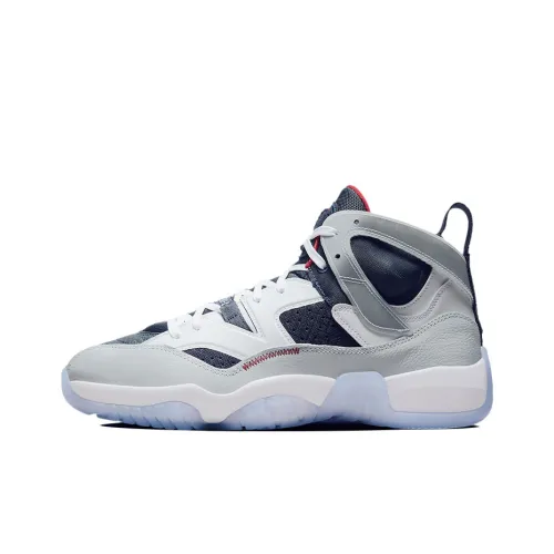 Jordan Jumpman Два Trey Olympic Устойчивые к истиранию Высокие Баскетбольные Кроссовки Мужские Серый Белый Синий