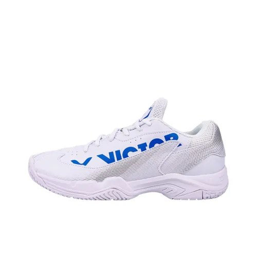 VICTOR Slip-resistant Abrasion-resistant Low-top Badminton Shoes Unisex White Blue